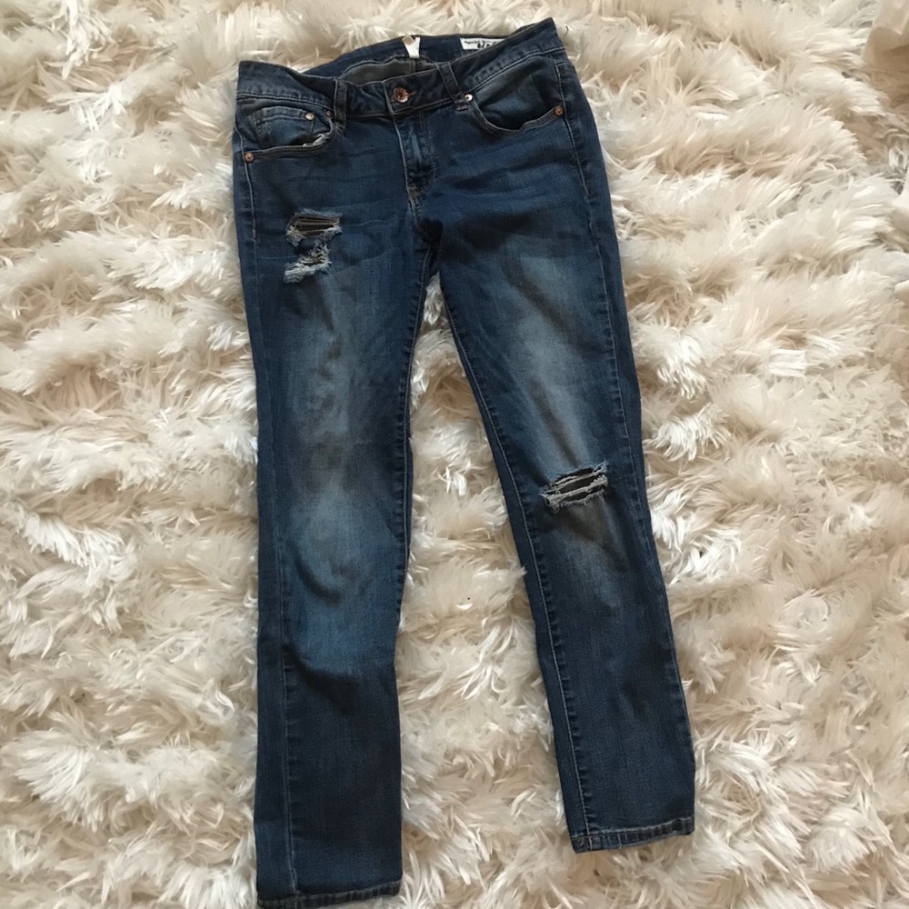 Blue ripped jeans